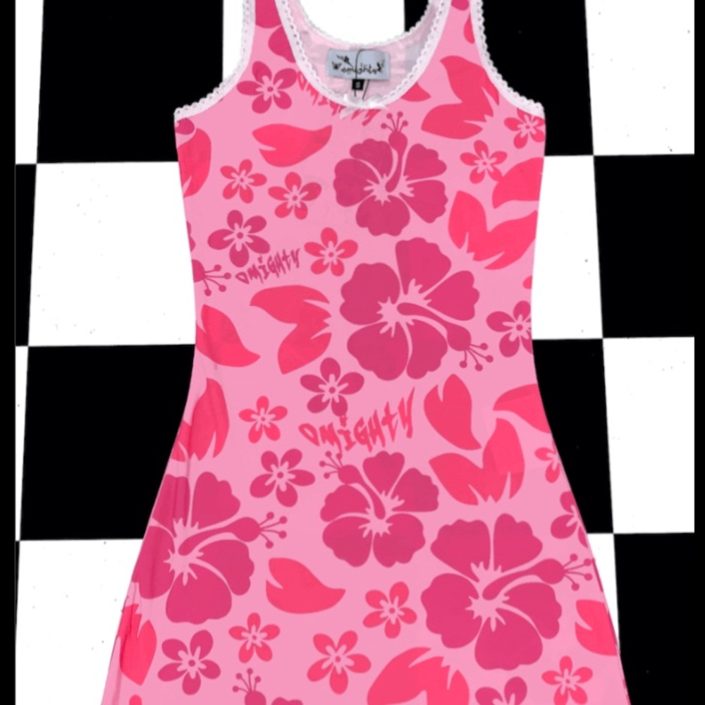 Pink o mighty mini dress with floral print